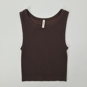 Aritzia Brown Stretchy Seamless Layering Neutral Aesthetic Minimalist Tank Top